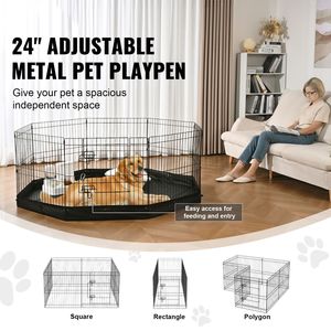Corral Metálico Plegable de 8 Paneles para Perros con Base Acolchada de 24 Pulgadas de Alto, Jaula para Cachorros con Estacas para el Suelo para Entrenamiento y Ejercicio - Product Image 1