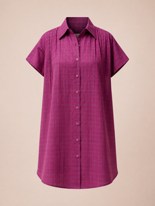 Camisa a rayas de manga corta con botones para mujer, blusas informales de verano - Product Image 6