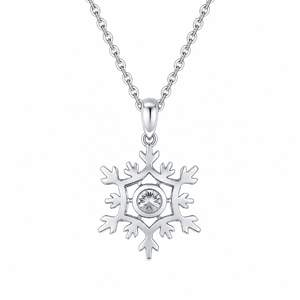 Collar Elegante para Mujer, Plata de Ley 925, Moissanita, Forma de Copo de Nieve, Certificado GRA, Uso Diario - Product Image 3
