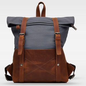 Mochila de Viaje Vintage de Lona y Cuero Genuino Resistente al Agua, de Alta Calidad, Fabricante de Marca Privada al por Mayor, LCB-0022 - Product Image 3