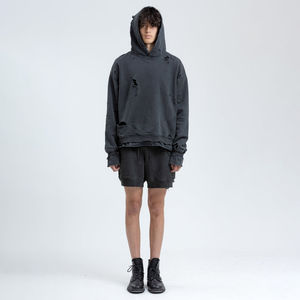 Sweat à capuche polaire unisexe personnalisable ODM pour l'hiver, 100% coton épais, coupe oversize à épaules tombantes, imperméable, teint uni, 2 pièces - Product Image 6