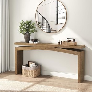 Mesa Consola Moderna de Madera Maciza con Base de Trípode, Almacenamiento para Entrada, Pasillo, Sala de Estar - Product Image 1