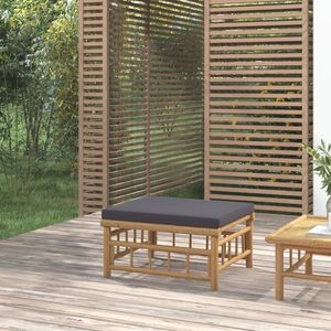 Repose-pieds de jardin rembourré gris foncé avec finition naturelle en bambou, chaises de jardin élégantes - Product Image 1