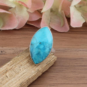 แหวนเงินแท้ 925 ประดับด้วยเทอร์ควอยซ์สีน้ำเงินธรรมชาติ ดีไซน์เรียบหรู ประณีต สำหรับผู้หญิง งานแฮนด์เมด คลาสสิก เหมาะสำหรับงานปาร์ตี้ ขายส่ง - Product Image 1