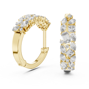 Luxury Multi Shape Diamond <b>Hoop</b> <b>Earrings</b> 18K Pure Gold Lab Grown Diamond 0.80 CTW VVS Bridal Anniversary Fine Jewelry for Women - Product Image 3