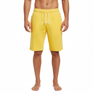 Men 100% Cotton <b>Hip</b> Hop Shorts Casual Elastic Waist Drawstring Lightweight Workout Beach Wear Jersey Fabric Sweat Shorts - Product Image 1