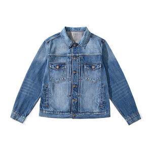 High Quality Breathable Men's Winter <b>Denim</b> <b>Jacket</b> Waterproof Hip Hop Style Front Button Customizable Letter V-neck <b>Jacket</b> - Product Image 1