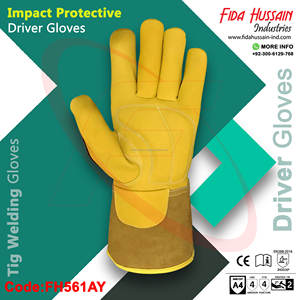 Gants de protection anti-impact non doublés pour conducteur en cuir de chèvre Gants de sécurité pour soudeur dans Keystone Thumb Styled TPR - Product Image 4