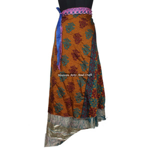 Falda Mágica Reversible de Longitud Personalizada, Falda Larga de Seda Mágica de 2 Capas, Falda Sari de Seda Bohemia - Product Image 6