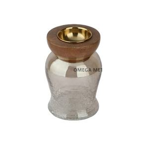 Soporte de incienso de vidrio y madera con acabado marrón oscuro Soporte Bakhoor de alta calidad de acero inoxidable para madera perfumada de Oriente Medio - Product Image 6