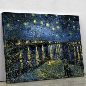 Impresión en Lienzo o Póster de la Noche Estrellada sobre el Ródano de Van Gogh, Elegante Pintura de Paisaje - Product Image 2