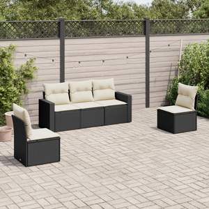 Conjunto de Sofás Grandes para Jardín en Ratán PE Negro con Acero con Recubrimiento en Polvo, Muebles de Exterior Premium - Product Image 1