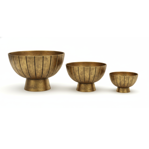 Ensemble de 3 bols à pied cannelés en laiton vintage, emboîtables, écologiques, pour centre de table de fête - Product Image 1