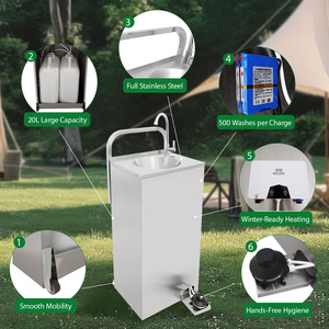 Hiện đại ngoài trời di động bồn rửa Trailer thép không gỉ bệ Sinks chân bơm miễn phí-đứng đánh bóng cho lạnh nóng rửa trạm - Product Image 5