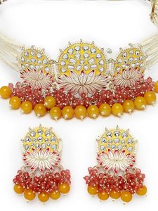 Elegante conjunto de joyería indio de acero inoxidable con collar largo de perlas en capas estilo Rani Haar, con circonitas y Kundan, ideal para bodas, aniversarios y compromisos. - Product Image 3