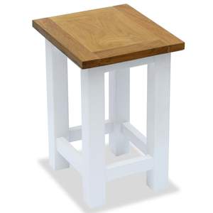 Petite table d'appoint en bois de chêne massif blanc et brun, série de tables basses - Product Image 1
