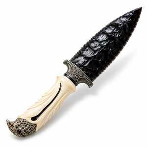 Couteau en cristal d'obsidienne noire de 10 pouces avec manche en forme d'aigle, athame rituel artisanal pour la décoration d'autel païen - Product Image 1