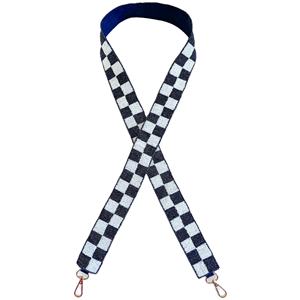 Sangle de sac ajustable en coton brodée main, motif croix perlée bleu marine et or, forme carrée, esprit d'équipe, Notre-Dame - Product Image 5