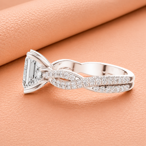 Anillo de Compromiso con Diamante Corte Esmeralda, Oro Blanco, Diamante Natural, Joyería Clásica para Mujer, Certificado IGI - Product Image 2