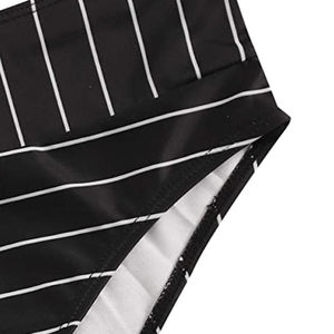 Women's High Cut 2-Piece Front Logo Breathable Printed Bikini Sets for Beachwear Knitted Worsted Bodysuit Swimwear Striped - Product Image 2