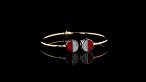 Modern <b>Red</b> Enamel and Diamond Open Bangle <b>Bracelet</b> for Women Cuff <b>Bracelet</b> Luxury Custom Jewelry OEM Manufacturer - Product Image 2