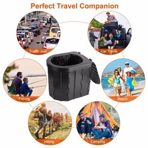 Portable Folding Toilet with Lid for Adults Carry Bag and 1 Roll Garbage Bags for Camping - Product Image 2