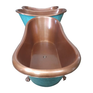 Bañera de Cobre Artesanal con Patas de Gato, Acabado Antiguo Liso, Pátina Interior, Exterior sin Revestimiento, Bañera de Lujo Independiente para Remojo - Product Image 5
