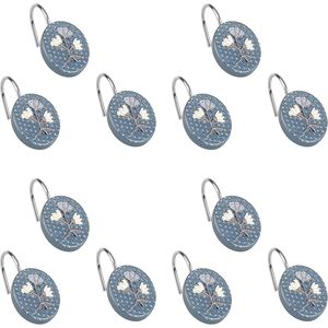 12pc Modern Classic Luxury Bathroom Sheer Shower <b>Curtain</b> Set 12 <b>Hooks</b> Blue with Contemporary Decor Stylish Capri Design - Product Image 2