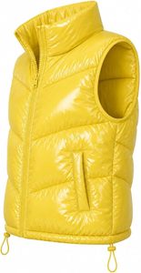 Hemistyles Gilet matelassé court zippé à col rond pour femme en tissu de laine avec rembourrage 100 % polyester, coupe-vent et écologique - Product Image 3