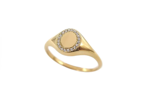 แหวนตราประทับสลักอักษรย่อเพชร VVS1 สี E ทองคำแท้ 14K เพชรเลี้ยงในห้องปฏิบัติการ แหวนอักษรย่อส่วนตัว แหวนสำหรับทุกเพศ ของขวัญ - Product Image 4