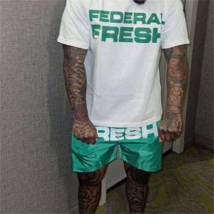 Streetwear homme ! T-shirts 100% coton avec shorts en nylon, ensemble assorti col oversize, shorts et t-shirt, fabricant pour hommes - Product Image 2