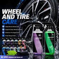 Kit de lavage auto premium 12 pièces, produits de detailing auto en marque privée, ensemble de nettoyage pour l'intérieur, le moteur, les roues, les pneus et les vitres