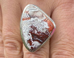 925 argent Sterling classique grande bague pour femme dentelle folle agate pierre précieuse pour fiançailles de mariage ou cadeau de fête - Product Image 5