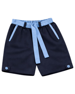 Conjunto de Camiseta sin Mangas y Pantalones Cortos Azul Marino para Hombre, Atuendo Casual de Verano de Algodón, Ribete Azul Cielo, Cordón Ajustable, Dos Piezas, Ajuste Premium - Product Image 5