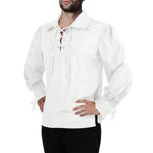 Camisa Pirata para Hombre, Estilo Kilt Escocés, con Cordones, para Festivales, Ropa Pirata, Top Ventas - Product Image 1