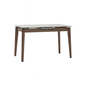 Luxury Extending Dining <b>Table</b> with High Pressure Laminated Marble <b>Top</b> and <b>Solid</b> <b>Wood</b> Legs for Modern Apartment - Product Image 1