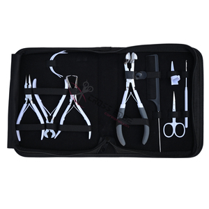 Outil professionnel pour extensions de cheveux blancs avec pince à micro-anneaux, pince à démonter les perles, mini-ciseaux, aiguilles et étui de rangement pour salon - Product Image 6