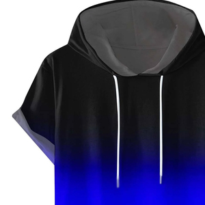 Sweat-shirt à capuche dégradé pour homme, coupe classique, manches courtes, décontracté, respirant, en molleton 100 % coton, avec poche, séchage rapide, idéal pour l'hiver - Product Image 5