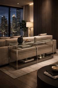 ตู้ข้างเตียงไม้และกระจกสไตล์ร่วมสมัยพร้อมโครงโลหะ - ตู้เก็บของห้องนั่งเล่นทันสมัย - ตู้แบบร่วมสมัยสั่งทำพิเศษ - Product Image 6