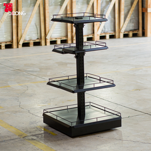 Custom OEM Heavy Duty 4-Tier Metal POS Display <b>Stand</b> Supermarket <b>Shelves</b> with Perforated Panels ADONG - Product Image 2