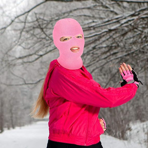 Balaclava en tricot blanc à 3 trous, masque facial unisexe pour adulte, couverture chaude d'hiver pour l'extérieur, 100% acrylique - Product Image 6