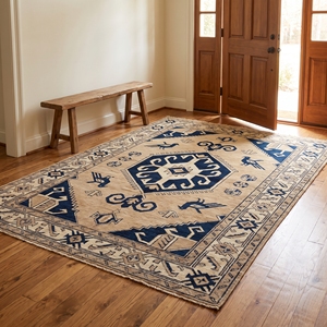 Alfombra de Lana Oushak Hecha a Mano con Diseño Navajo Clásico, Antideslizante, de Pelo Corto y Grosor Medio para Sala de Estar, Hotel, Venta al Por Mayor - Product Image 5
