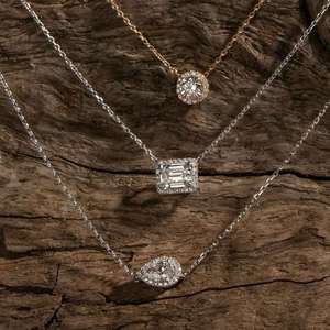 925 Sterling Silver Emerald Cut Diamond Halo Pendant <b>Necklace</b> Unisex Luxury Gold Plated GRA Certified Classic Engagement Jewelry - Product Image 3