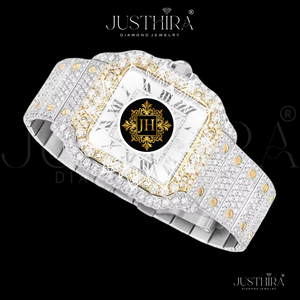 Premium Square Dial Moissanite <b>Skeleton</b> Diamond <b>Watch</b> Durable Stainless Steel Body Iced Dial Glass 20mm Band Fashion Style Wear - Product Image 5