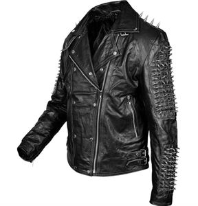 Vestes en cuir punk pour hommes, service OEM, très vendues, haute qualité, vintage, respirantes, coupe-vent, pour homme - Product Image 4