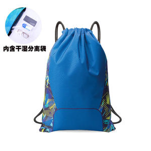 <b>Waterproof</b> <b>Drawstring</b> Backpack with Dry Wet Separation Pocket Vibrant Geometric Print Sport backpack for Gym and Swim women <b>bag</b> - Product Image 6