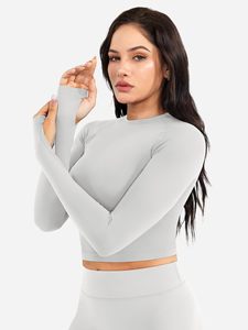 Womens Gym Clothes <b>Long</b> Sleeve Top With Scrunch Butt Shorts Yoga Sets 2 Piece Summer Casual Solid Crew Neck <b>Matching</b> T-shirt Set - Product Image 4