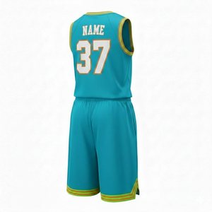 Ensemble de maillots de basket-ball turquoise personnalisés, sans manches, anti-transpiration, nom de l'équipe, impression sublimée 37, vêtements de sport unisexes pour adultes - Product Image 3
