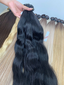 Prix d'usine Nasa Hair Andy Cheveux humains vietnamiens 40cm-90cm 1kg Blond naturel décoloré Super Double Drawn Couleur noire - Product Image 5