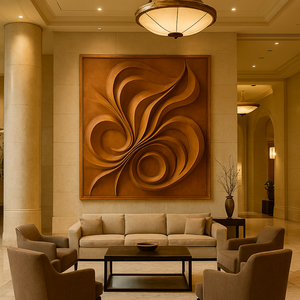 Sculpture Art Déco de Luxe Décoration Murale Meubles en Bois Organique Artisanaux pour Salon Cadeau de Pendaison de Crémaillère - Product Image 6